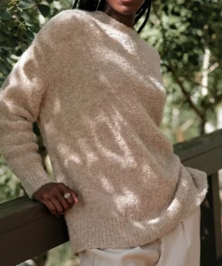 Jenni Kayne Alpaca Boucle Cocoon Crewneck Oatmeal Best