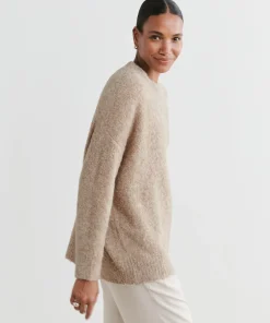 Jenni Kayne Alpaca Boucle Cocoon Crewneck Oatmeal Best