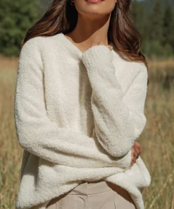 Jenni Kayne Alpaca Boucle Cocoon Crewneck Ivory Discount