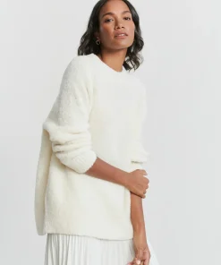 Jenni Kayne Alpaca Boucle Cocoon Crewneck Ivory Discount