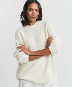 Jenni Kayne Alpaca Boucle Cocoon Crewneck Ivory Discount