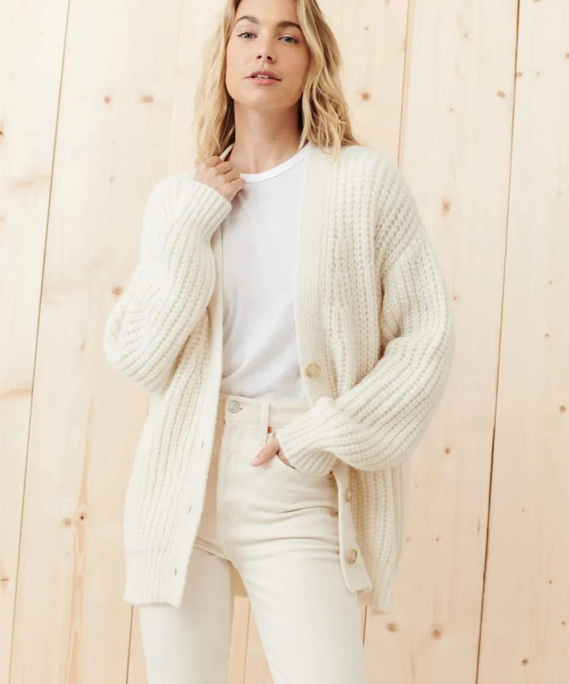 Jenni Kayne Alpaca Cocoon Cardigan Ivory Sale