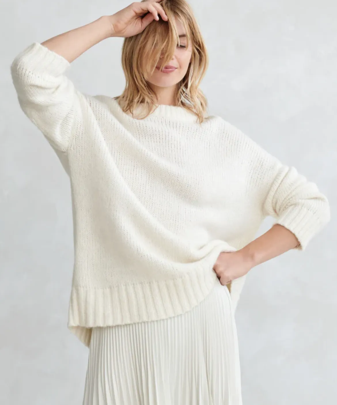 Jenni Kayne Alpaca Cocoon Crewneck Ivory Fashion
