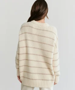 Jenni Kayne Alpaca Cocoon Crewneck Ivory Stripe New