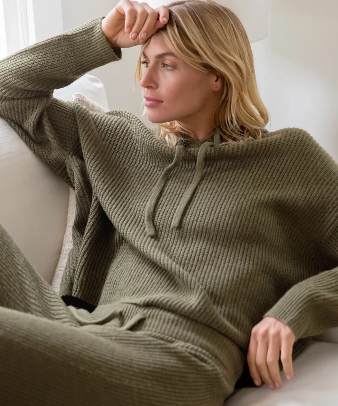 Jenni Kayne Alpaca Fisherman Hoodie Olive Best