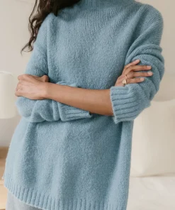 Jenni Kayne Alpaca Mockneck Pullover Vintage Blue Hot