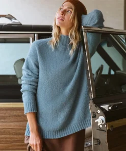 Jenni Kayne Alpaca Mockneck Pullover Vintage Blue Hot
