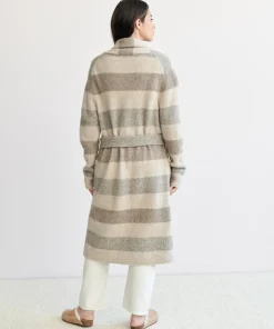 Jenni Kayne Belted Sweater Coat Oatmeal Stripe Clearance