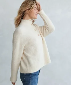 Jenni Kayne Boucle Button Pullover Ivory Hot