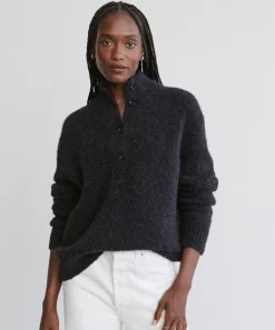 Jenni Kayne Boucle Button Pullover Black Discount