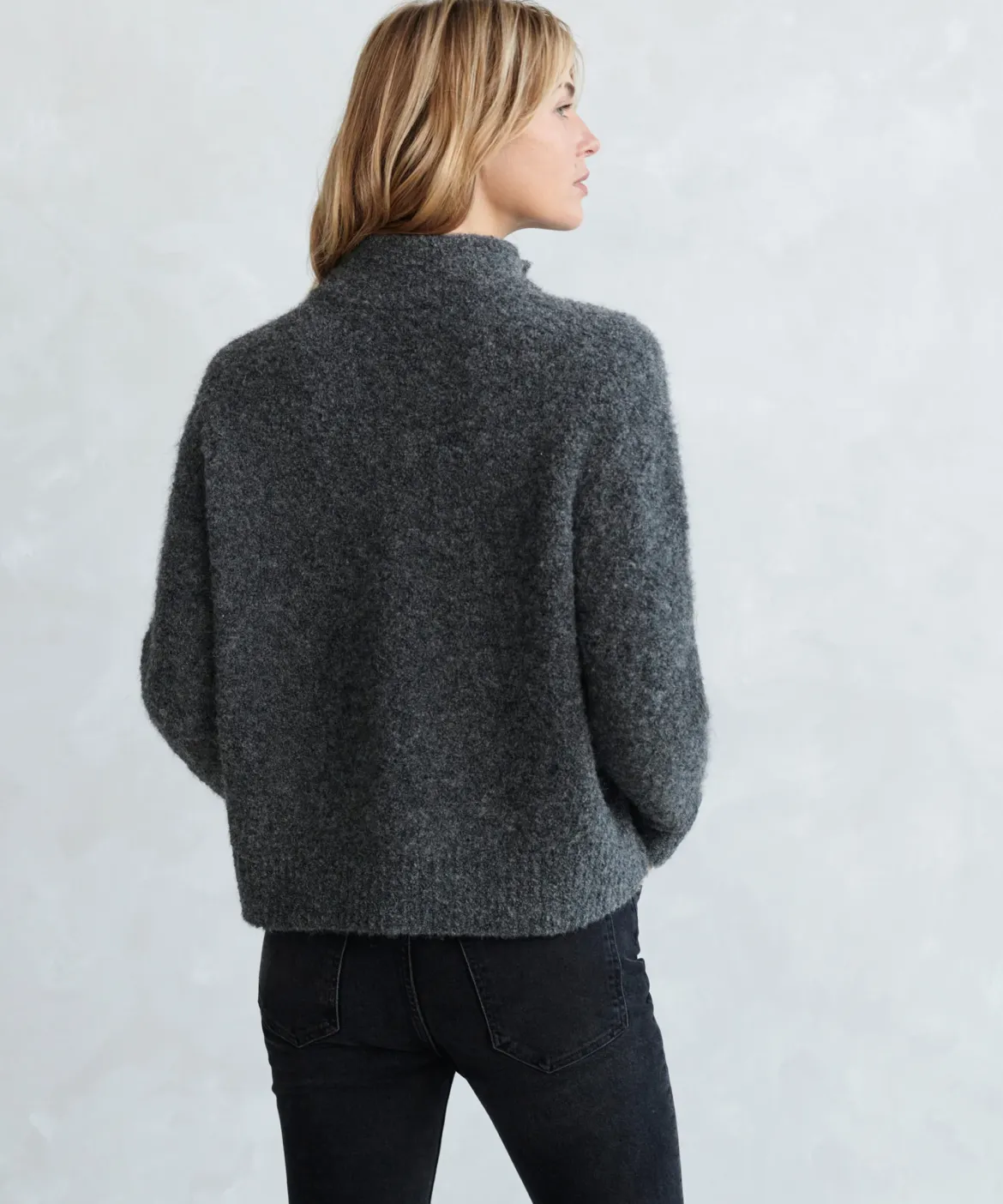 Jenni Kayne Boucle Button Pullover Charcoal Fashion