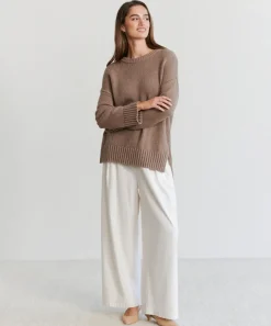 Jenni Kayne Boyfriend Crewneck Taupe New