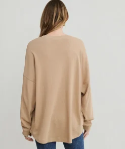 Jenni Kayne Boyfriend Long-Sleeve Tee Camel Hot