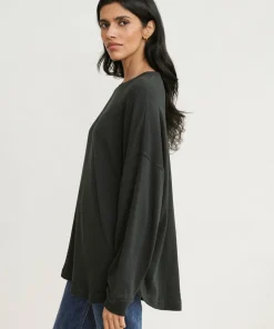 Jenni Kayne Boyfriend Long-Sleeve Tee Black Discount