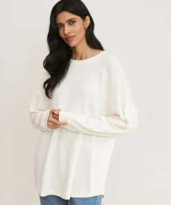 Jenni Kayne Boyfriend Long-Sleeve Tee Ivory Best