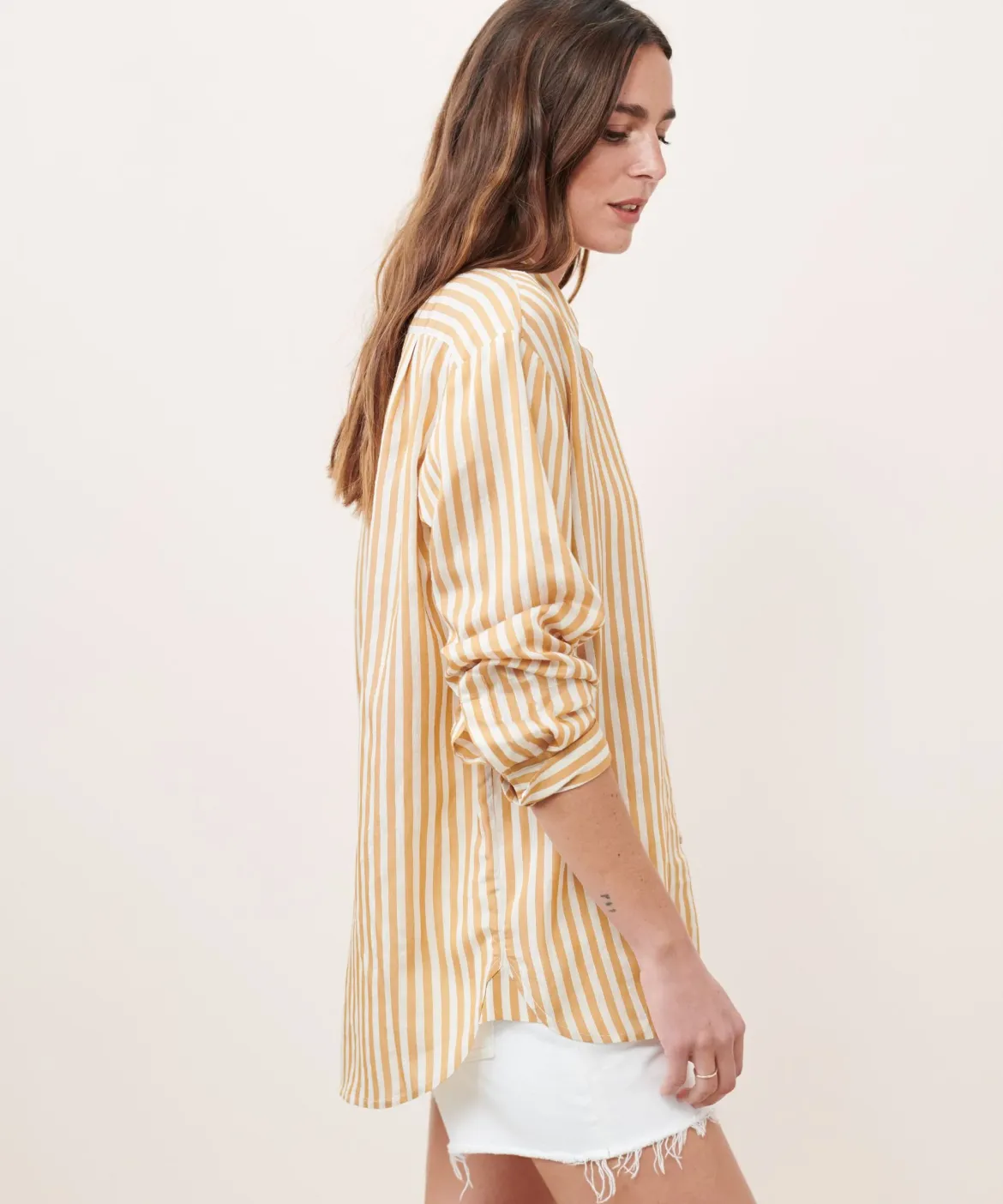 Jenni Kayne Boyfriend Shirt Mustard Stripe Best