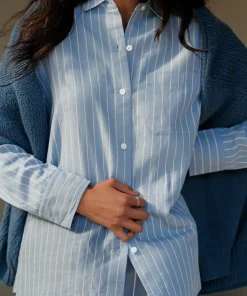 Jenni Kayne Boyfriend Shirt Blue Stripe Discount