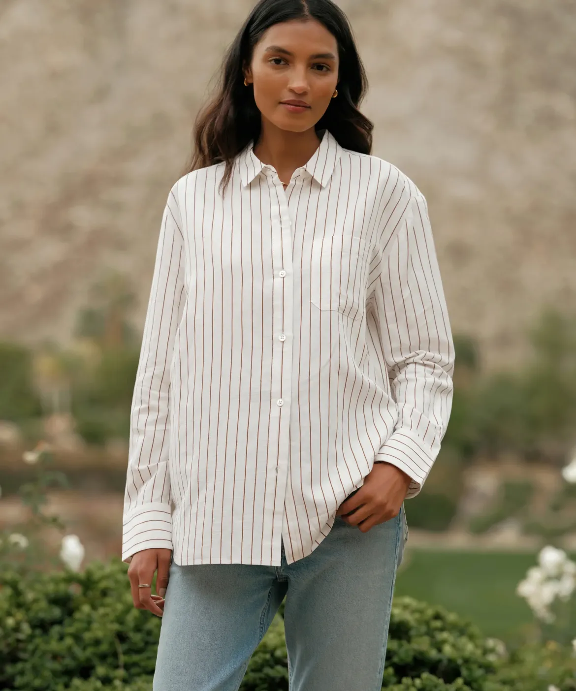 Jenni Kayne Boyfriend Shirt Walnut Stripe Online