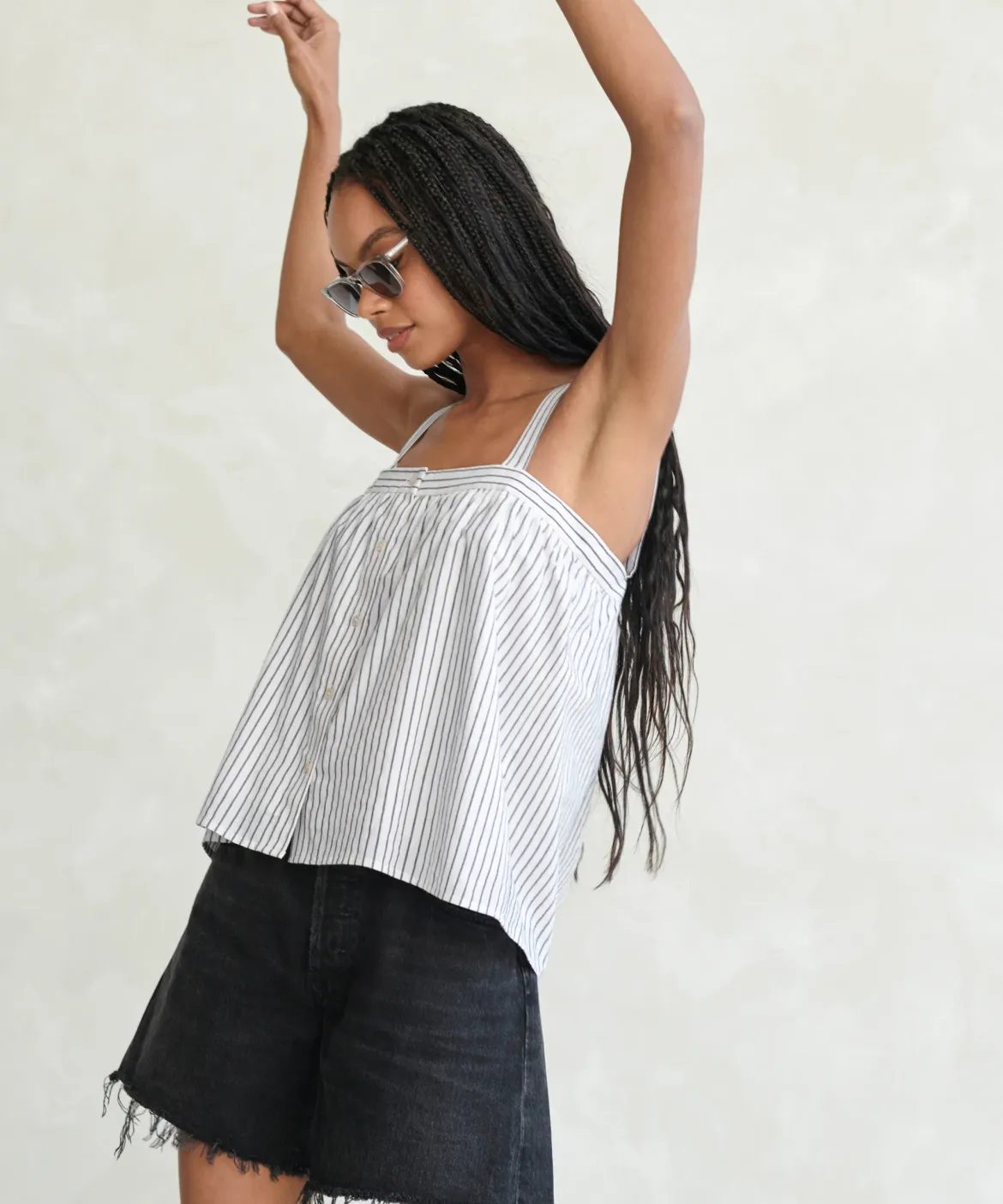 Jenni Kayne Button Tank Navy Stripe Outlet
