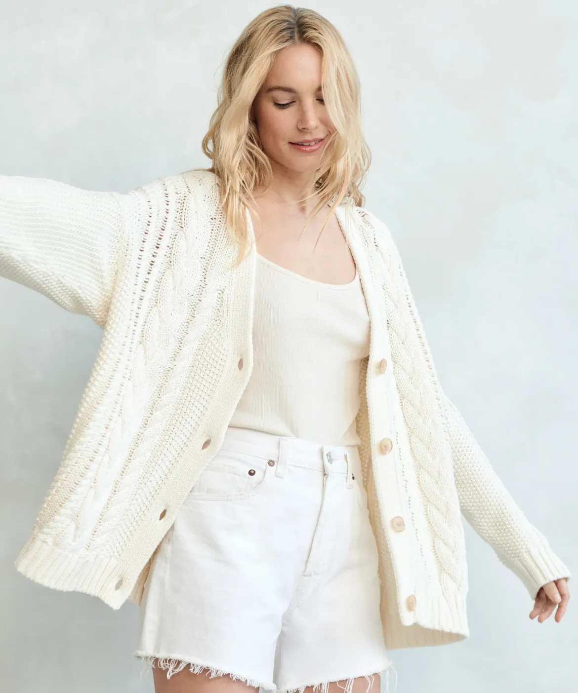 Jenni Kayne Cable Cardigan Ivory Online
