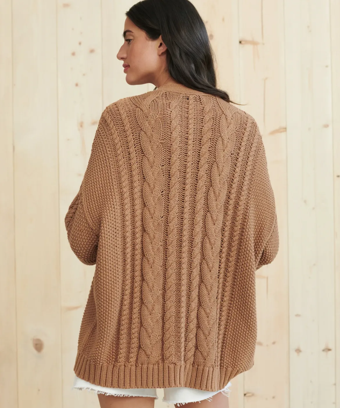 Jenni Kayne Cable Cardigan Dark Camel Hot