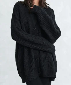 Jenni Kayne Cable Cocoon Cardigan Black Clearance