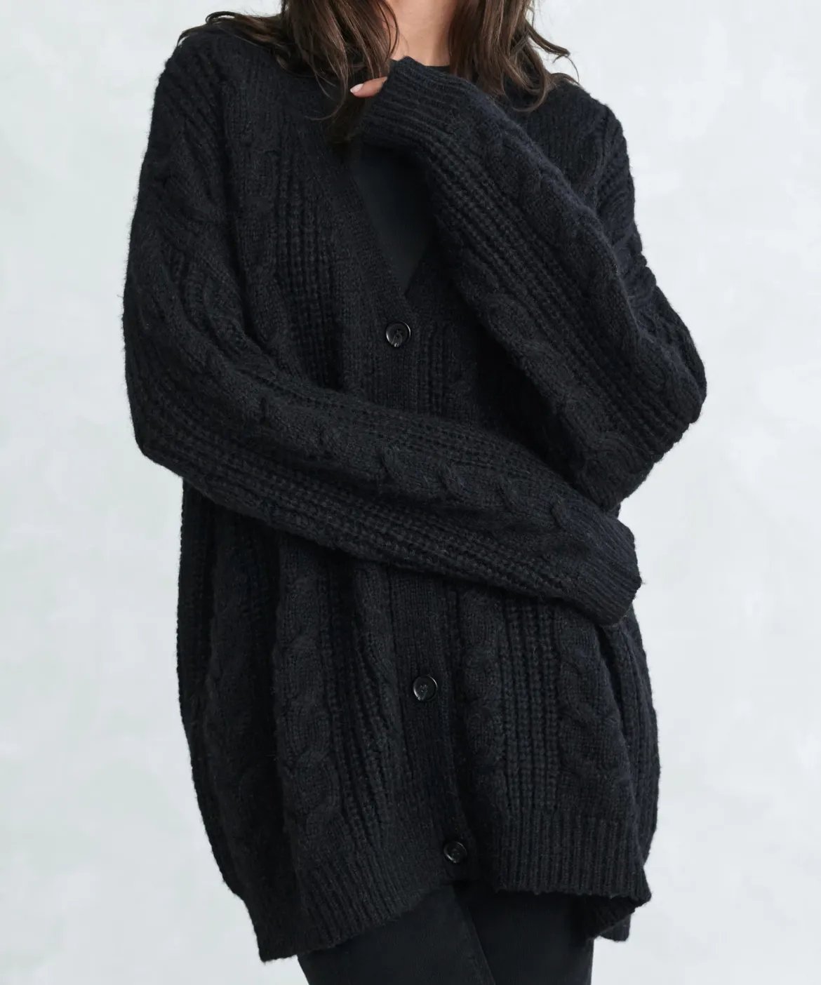 Jenni Kayne Cable Cocoon Cardigan Black Clearance