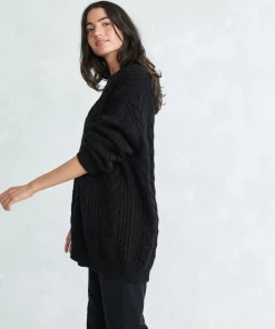 Jenni Kayne Cable Cocoon Cardigan Black Clearance