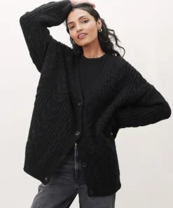 Jenni Kayne Cable Cocoon Cardigan Black Clearance