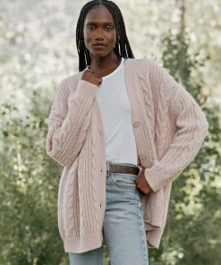 Jenni Kayne Cable Cocoon Cardigan Blush Clearance
