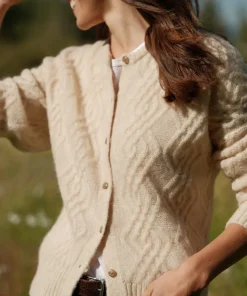Jenni Kayne Cable Crewneck Cardigan Sand Online
