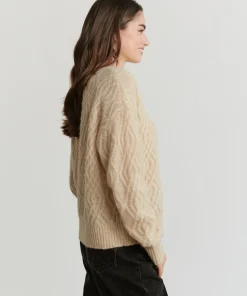 Jenni Kayne Cable Crewneck Cardigan Sand Online