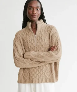Jenni Kayne Cable Half Zip Clove Clearance
