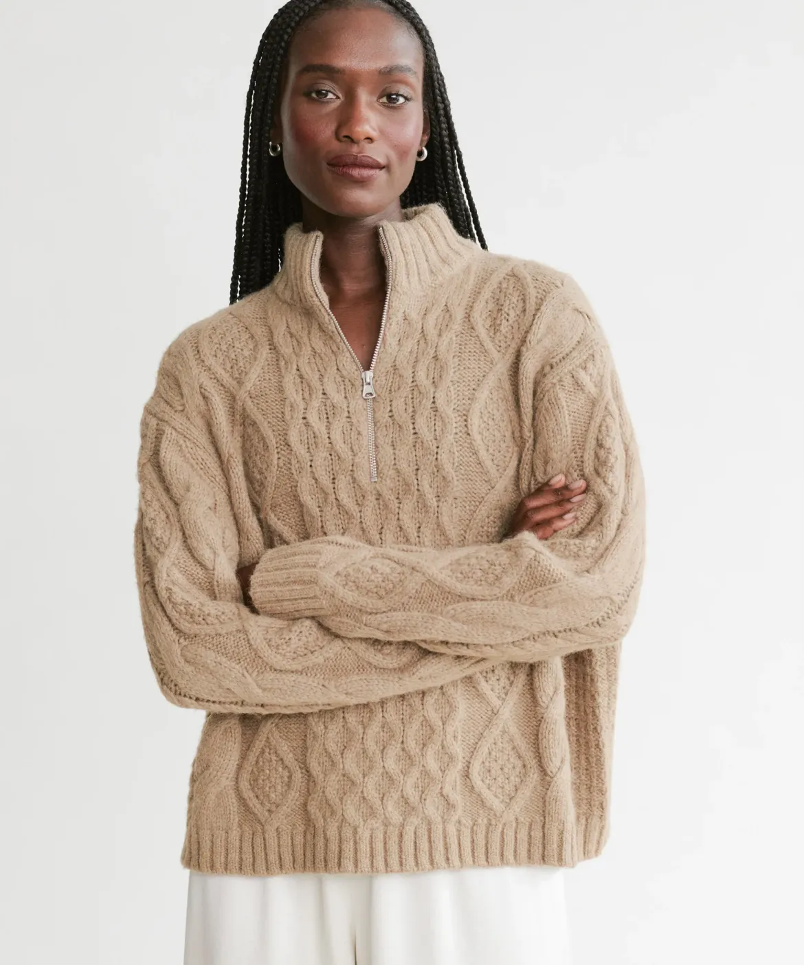 Jenni Kayne Cable Half Zip Clove Clearance