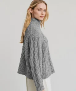 Jenni Kayne Cable Half Zip Heather Grey Fashion