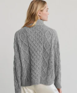 Jenni Kayne Cable Half Zip Heather Grey Fashion
