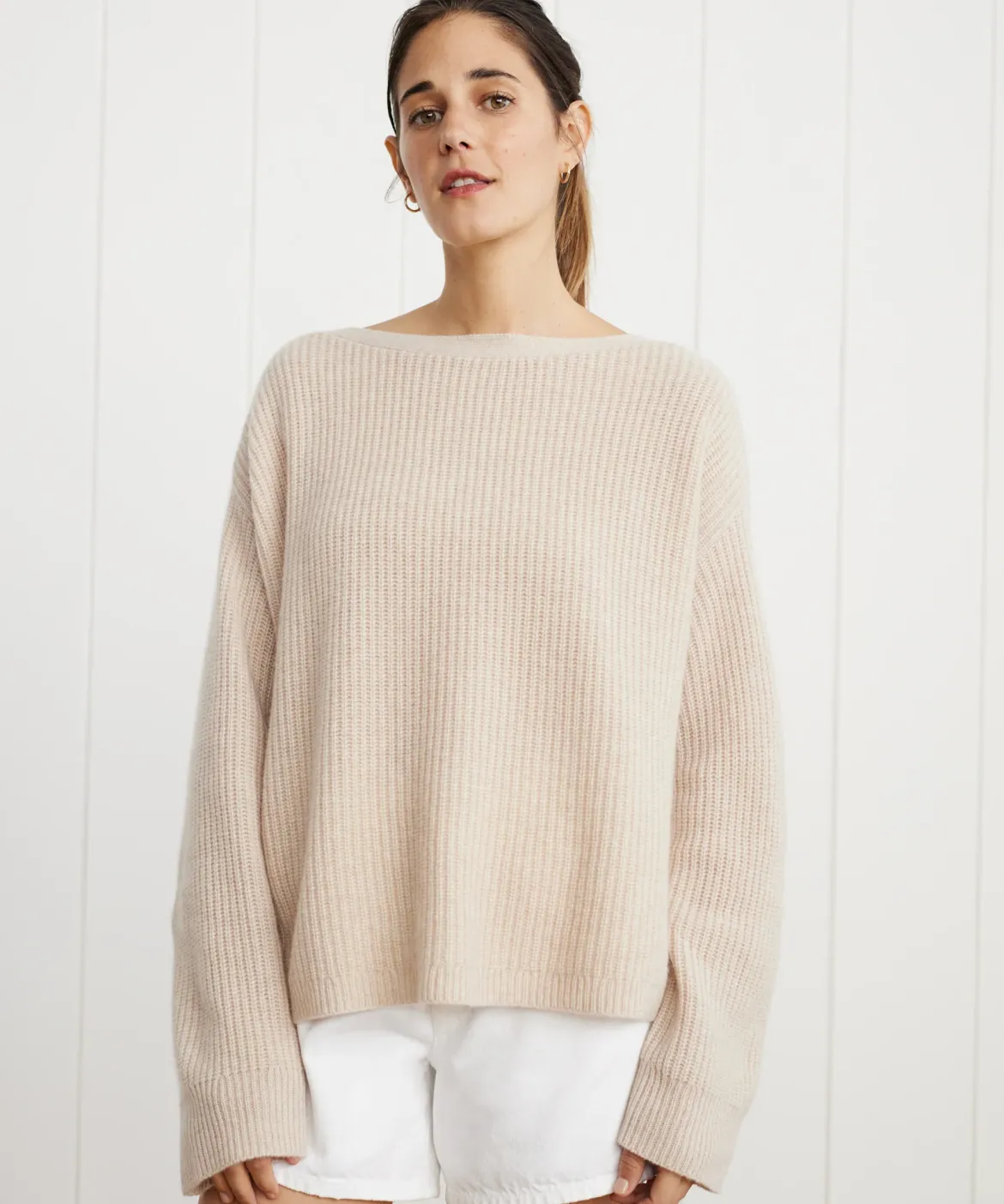 Jenni Kayne Cashmere Boatneck Sweater Oatmeal Discount