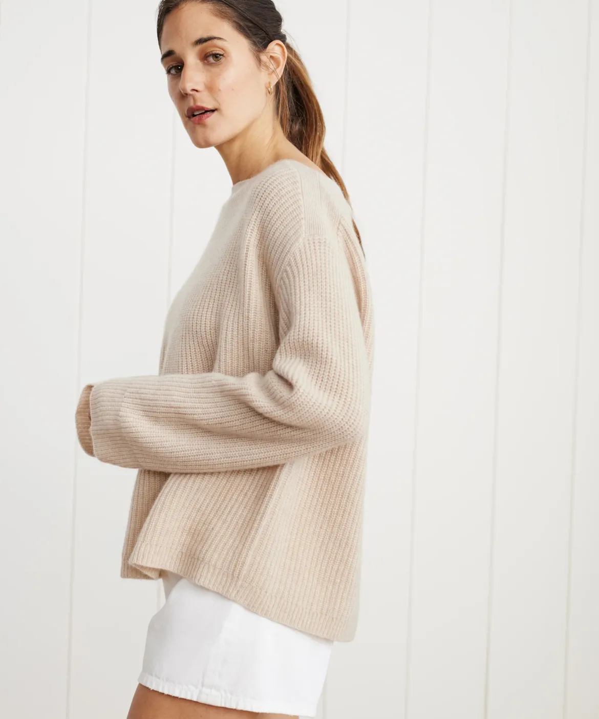 Jenni Kayne Cashmere Boatneck Sweater Oatmeal Discount