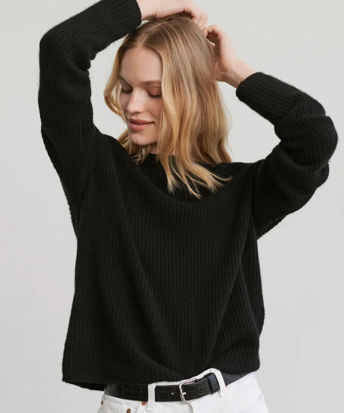 Jenni Kayne Cashmere Fisherman Sweater Black Sale