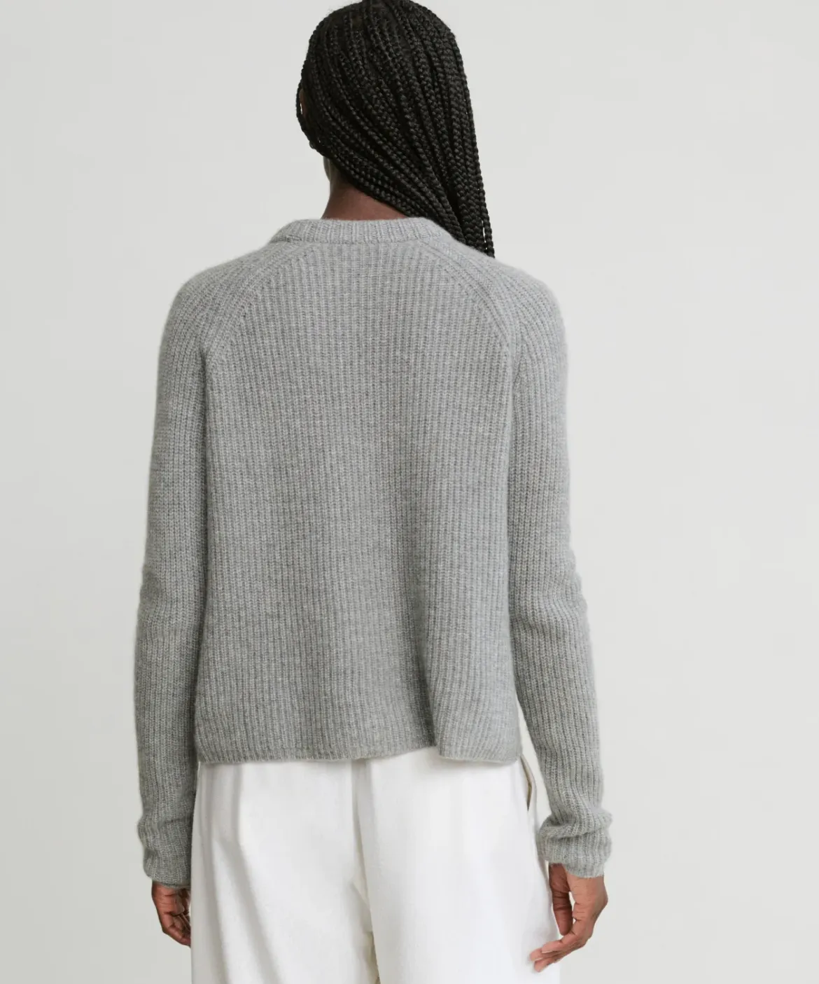 Jenni Kayne Cashmere Fisherman Sweater Heather Grey New