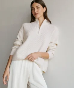 Jenni Kayne Cashmere Half Zip Ivory Discount