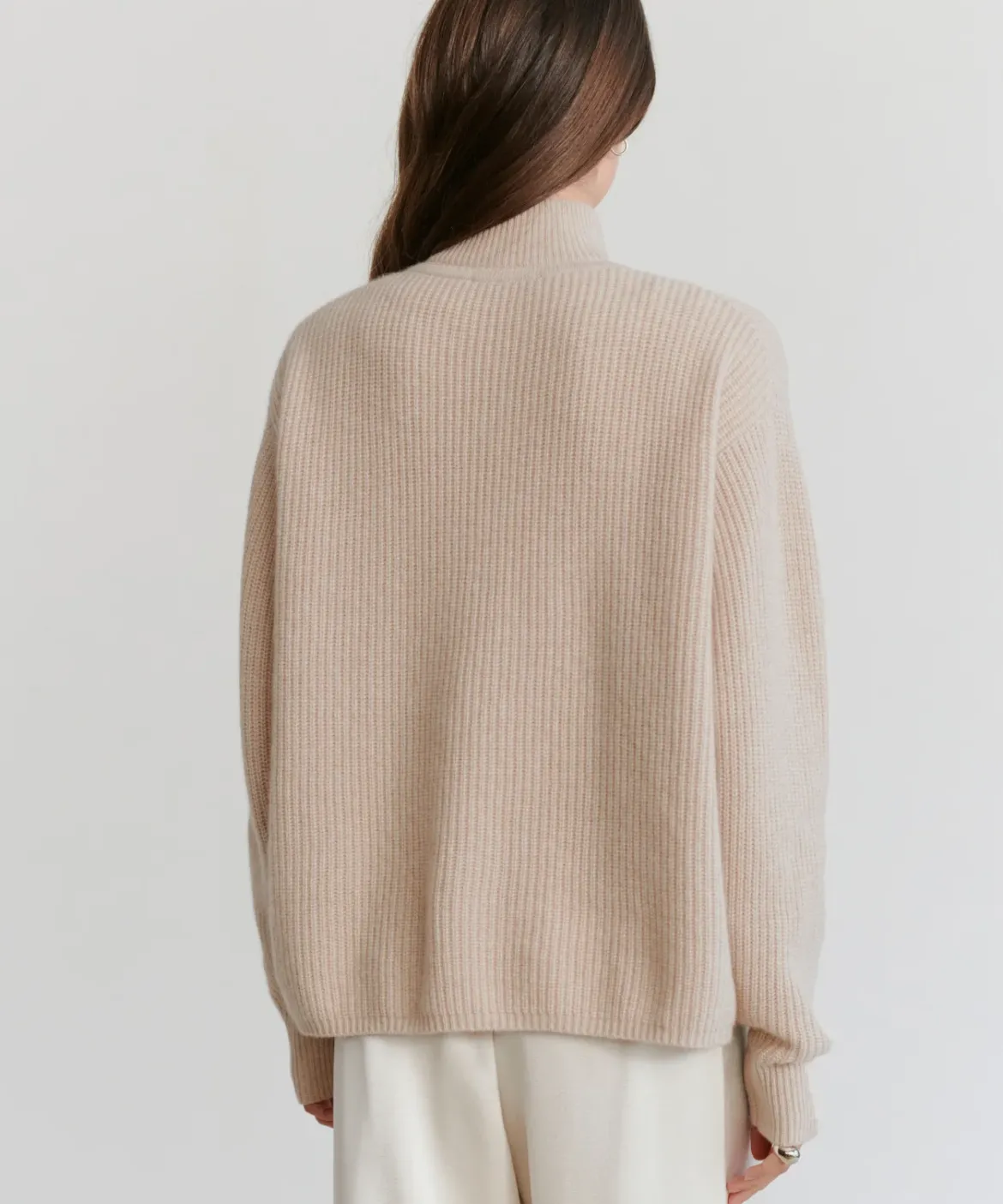 Jenni Kayne Cashmere Half Zip Oatmeal Hot