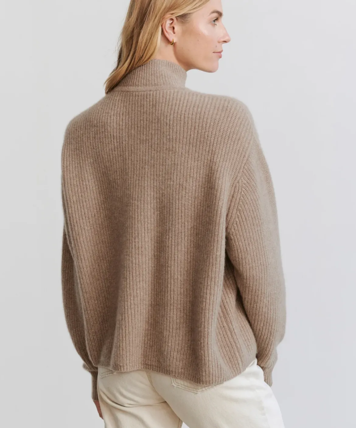 Jenni Kayne Cashmere Half Zip Undyed Stone Best