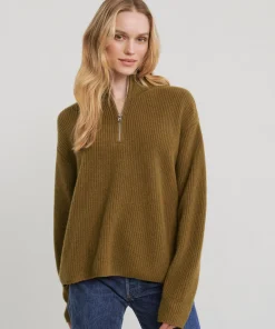 Jenni Kayne Cashmere Half Zip Amber Hot