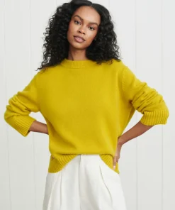 Jenni Kayne Cashmere Oversized Crewneck Chartreuse Best