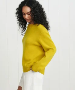 Jenni Kayne Cashmere Oversized Crewneck Chartreuse Best