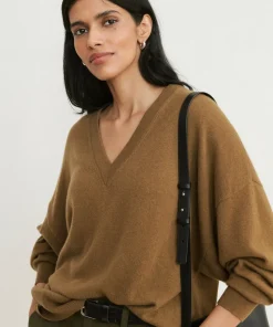 Jenni Kayne Charlie V-Neck Sweater Amber Hot