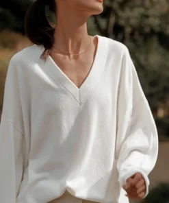 Jenni Kayne Charlie V-Neck Sweater Ivory Outlet