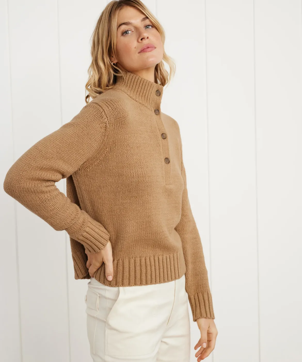 Jenni Kayne Chase Button Pullover Camel Outlet