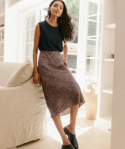 Jenni Kayne Cheetah Slip Skirt Clay Cheetah Clearance